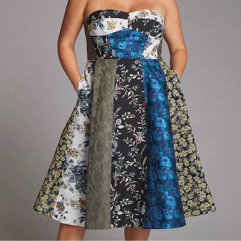 Anthropologie Floral Sweetheart Midi Dress